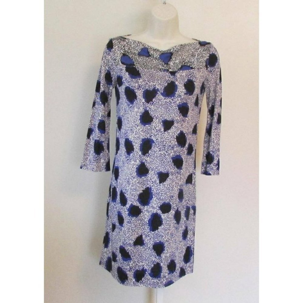 DVF Diane von Furstenberg Ruri Cheetah black blue purple shift dress silk new 2